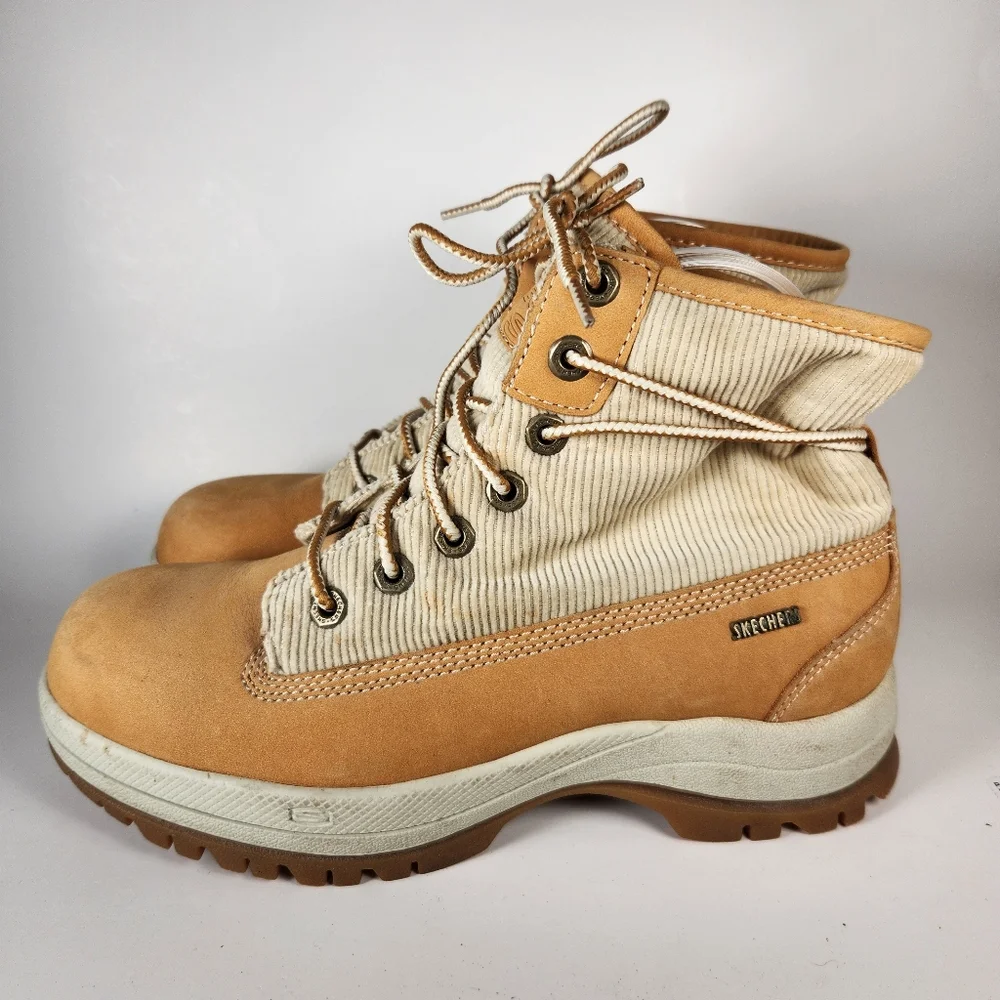 SKECHERS Women’s Survivor Boot Size 8 Tan Y2K Lace Up Rare Vintage Leather